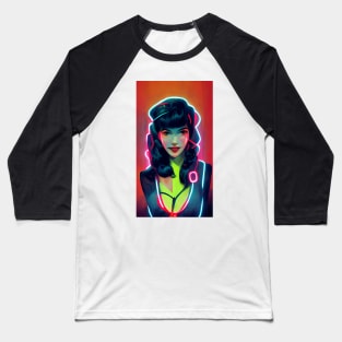 Neon lights pin up bust cute Baseball T-Shirt